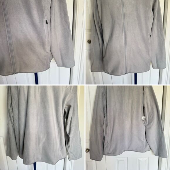 Men Fleece Sweater Jacket Gray Size 2XL Full Zip Polar - Picture 9 of 16
